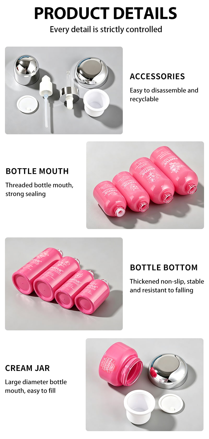Pink Glass Cosmetic Packaging Set