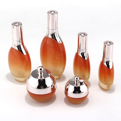Cosmetic skincare luxury glass bottles and jars set
