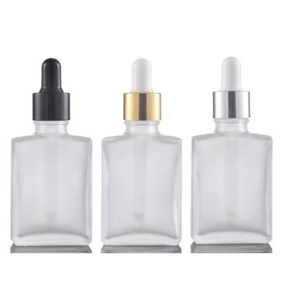 Square Clear Black Frosted Glass Dropper Bottle