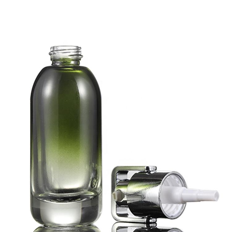 Round custom green glass dropper pump bottle