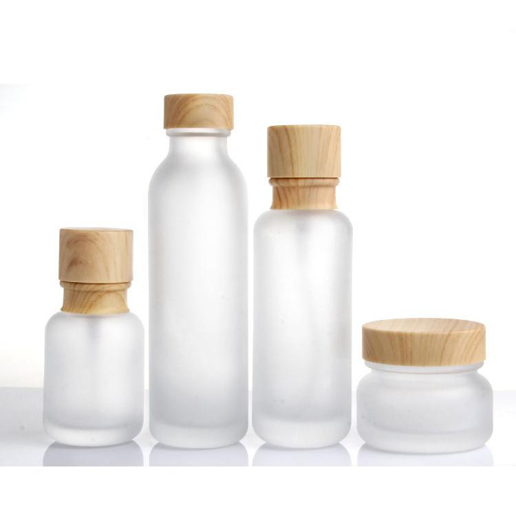 Skincare serum cream glass bottles jars set