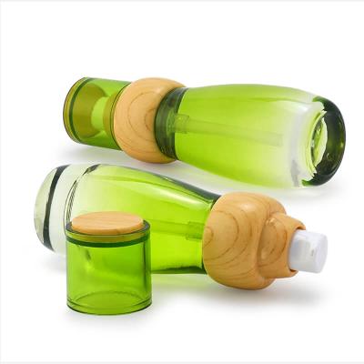 Green Glass Bottle set with bamboo lid