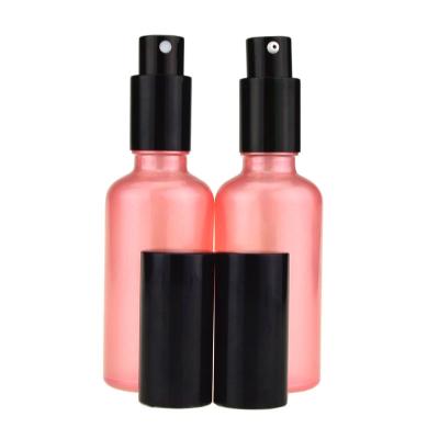 Frosted clear pink essential oil glass bottles