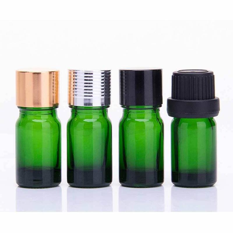 Green glass oil bottle