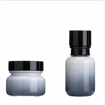 Skin care black grey gradient color glass bottle set