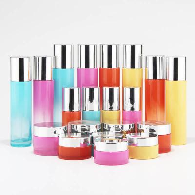 Cosmetic glass serum oil bottles and cream jars