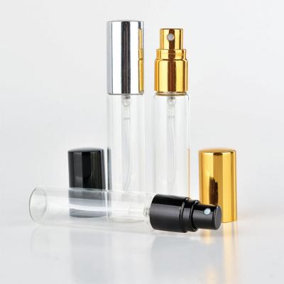 Clear amber glass perfume sample vials with aluminum sprayer