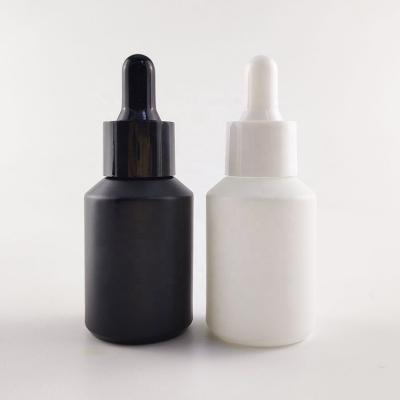 Premium serum oil packaging matte black white 1oz 30ml glass dropper bottles