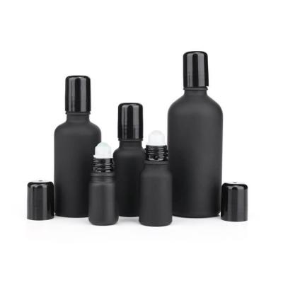 Matte black glass bottle