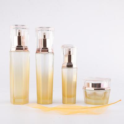 Customized Gold Gradient Glass Bottle Cosmetic Set