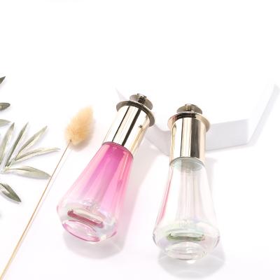Gradient color round glass bottle with push dropper for essential oil