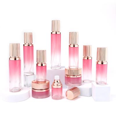 Cosmetic glass bottle and jar with lotion pump for packaging