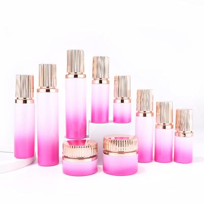 Skincare custom color glass bottle set for cosmetic packaging