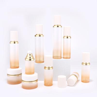 Flat shoulder gradient color glass bottle and glass jar