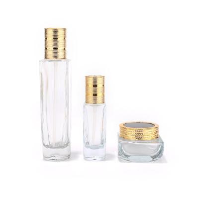 Clear flat square glass bottle jar