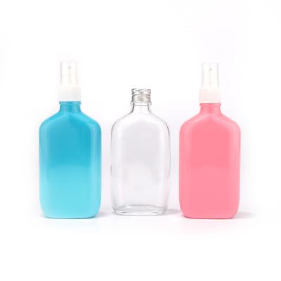 Flat square glass bottle with mist spray