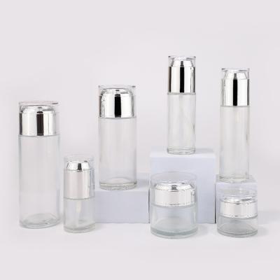 White cosmetic glass bottle set