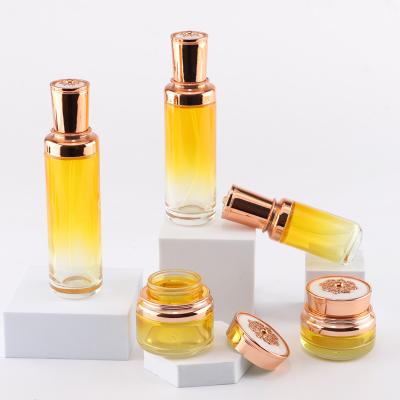 Cosmetic glass serum oil bottles and cream jars