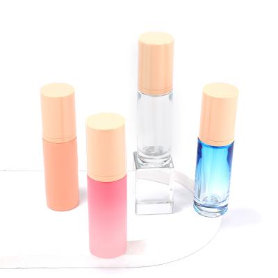 Flat shoulder thin glass bottle with lotion pump