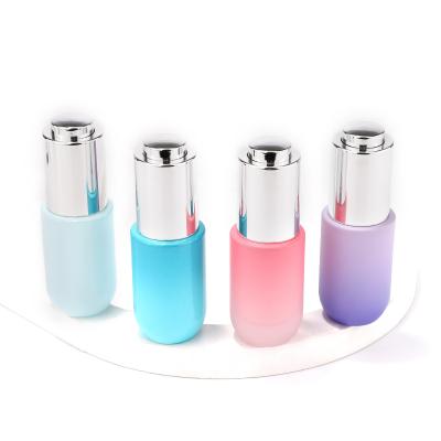 Small gradient color glass bottle with press push dropper