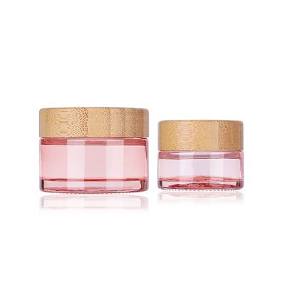 Wholesale pink color glass jar for face cream