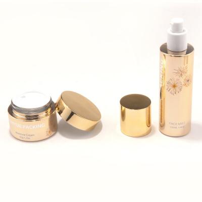 Luxury golden glass bottle jar for skincare