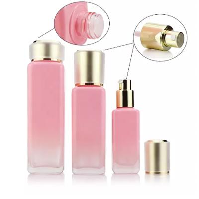 30-150ML OEM Luxury Pink Cosmetics Glass Bottle Packaging Set for Face Cream Lotion