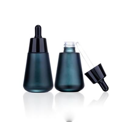 Empty dark serum triangle packaging black essential oil glass bottle