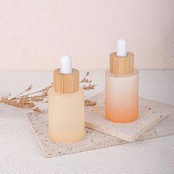 30ml frosted flat shoulder bamboo dropper glass bottle