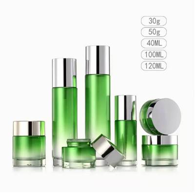 Cosmetic round glass bottle