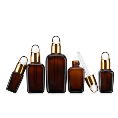 Amber square glass dropper bottle supplier