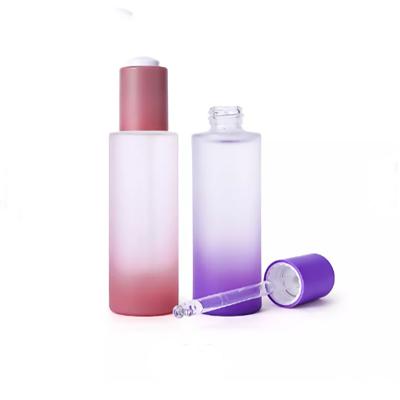 Wholesale frosted glass cosmetic oil bottle cylindrical glass bottle