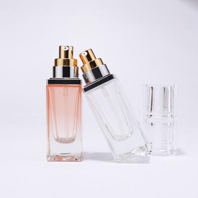 New design clear square glass bottle with lotion pump