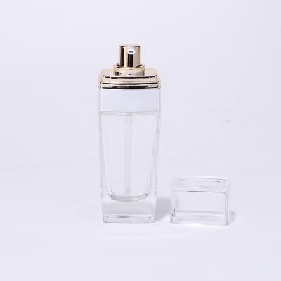 Premium quality clear square glass bottle for foundation packaging