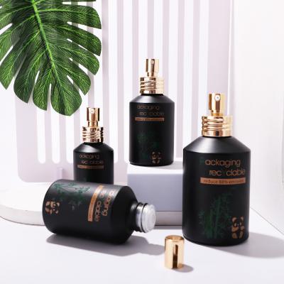 Luxury aluminum cap matte black glass bottle jar