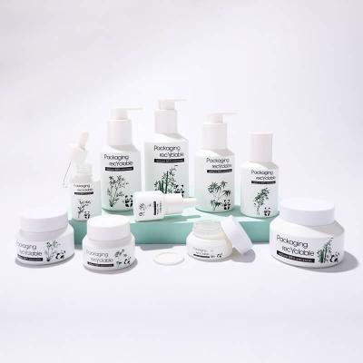 China manufacture matte white glass bottle set for cosmetic packaging