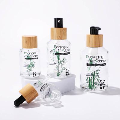 Clear glass bottle and jar cosmetic packing