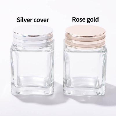 High quality 100g square thick bottom glass cream jar