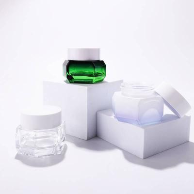 Luxury  Hexagon Cosmetic Packaging Glass Cream Jars