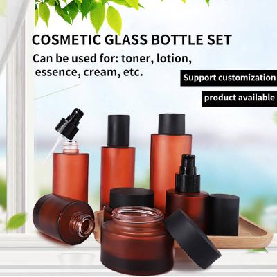 Luxury skincare cosmetic glass bottle set packing