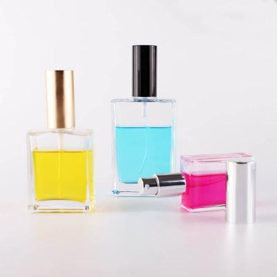 Luxury square perfume glass bottle with mist spray pump for perfume packaging