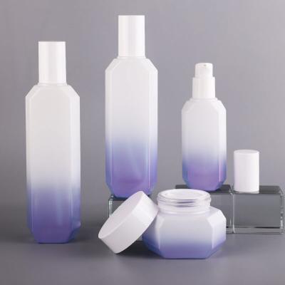 50-130ML Empty Hexagon Green Glass Bottles Sets for Cosmetics Packaging