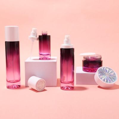 Wholesale thicken bottom cosmetic glass bottle and jar in skincare for cosmetic packaging