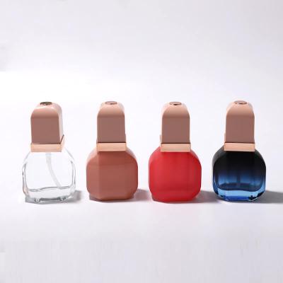 Wholesale cosmetic packaging 30ml square clear empty serum lotion foundation glass bottle with pump