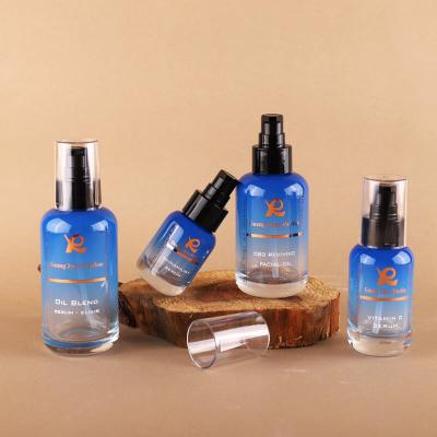 High quality custom color round cosmetic glass bottle in skincare for cosmetic packaging