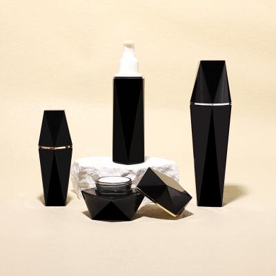 Empty black cosmetic glass bottle set for packaging