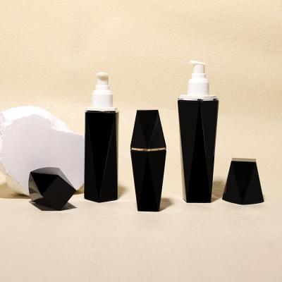 Empty black cosmetic glass bottle set for packaging