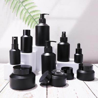 Unique black frosted glass bottles and jars