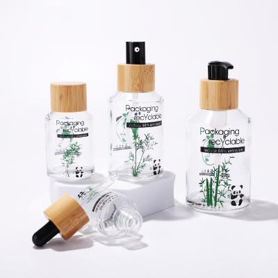 Transparent glass cosmetic bottle and jar set