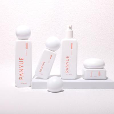 Unique white square cosmetic bottle set with round lid